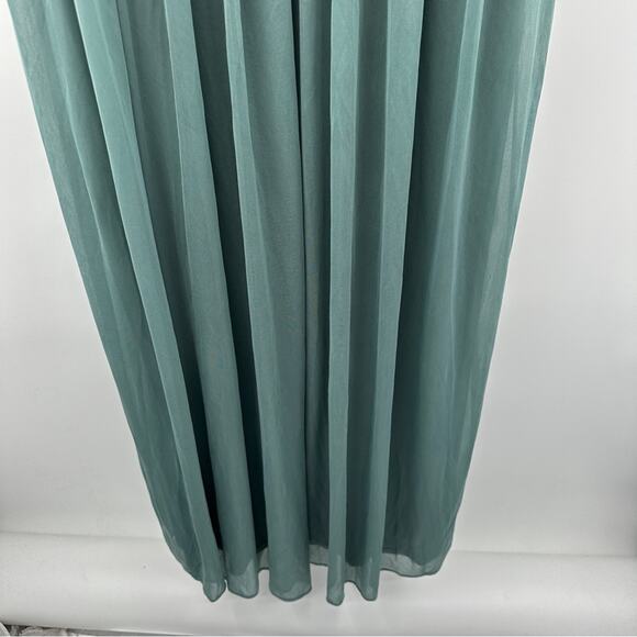 Birdy Grey Elsye Sleeveless Pleated Cut Out Mesh Bridesmaid Dress in Sea Glass - Picture 4 of 13